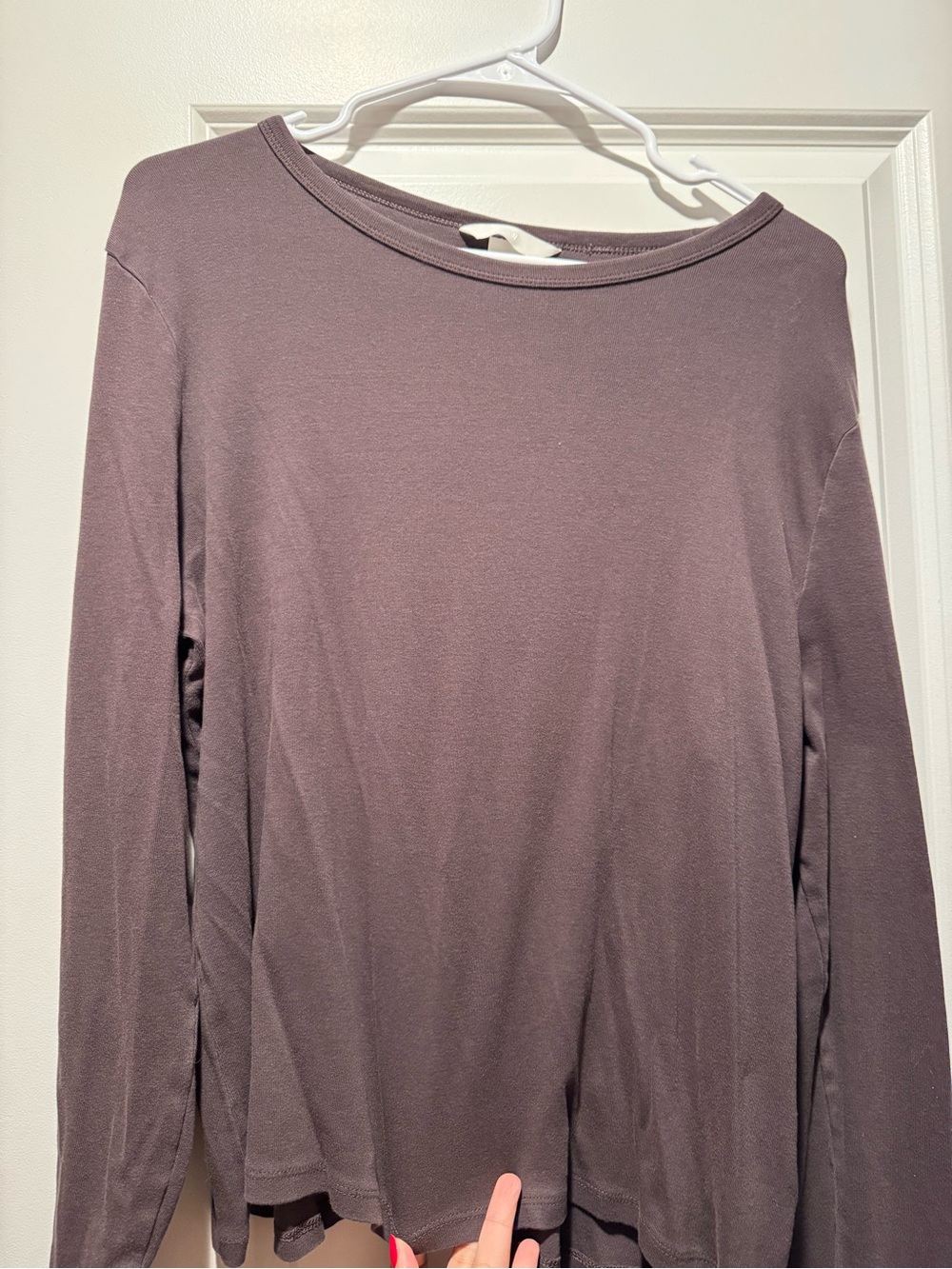 H&M Long Sleeve Crewneck Top in Dusty Mauve